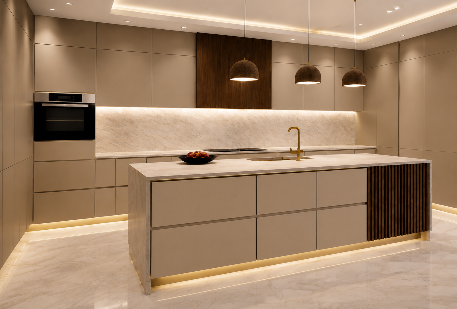 Beige Minimal Luxe Kitchen — Kitchen, Zumax